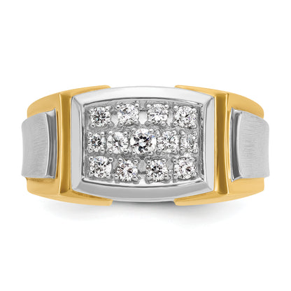 10K Yellow W/Rhodium Ibgoodman Men'S Polished And Satin Cluster Ring Mounting