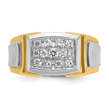 10K Yellow W/Rhodium Ibgoodman With White Rhodium Men'S Polished And Satin 1/2 Carat A Quality Diamond Cluster Ring