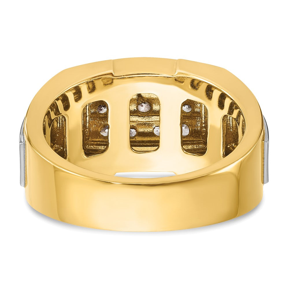 10K Yellow W/Rhodium Ibgoodman With White Rhodium Men'S Polished And Satin 1/2 Carat A Quality Diamond Cluster Ring