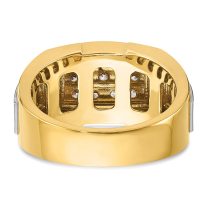 10K Yellow W/Rhodium Ibgoodman With White Rhodium Men'S Polished And Satin 1/2 Carat A Quality Diamond Cluster Ring