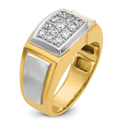 10K Yellow W/Rhodium Ibgoodman Men'S Polished And Satin Cluster Ring Mounting