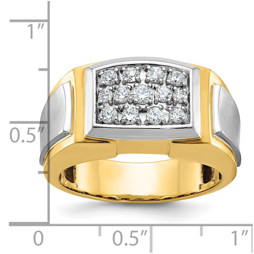 10K Yellow W/Rhodium Ibgoodman With White Rhodium Men'S Polished And Satin 1/2 Carat A Quality Diamond Cluster Ring