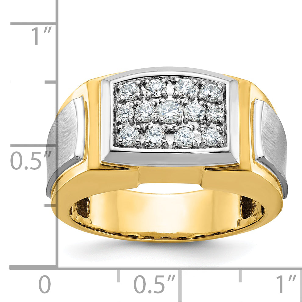 10K Yellow W/Rhodium Ibgoodman Men'S Polished And Satin Cluster Ring Mounting