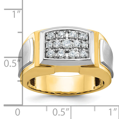10K Yellow W/Rhodium Ibgoodman Men'S Polished And Satin Cluster Ring Mounting