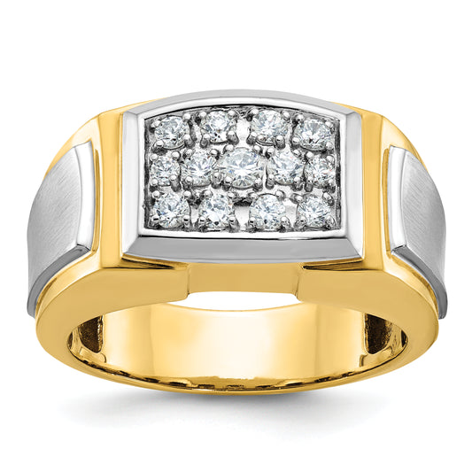 10K Yellow W/Rhodium Ibgoodman Men'S Polished And Satin Cluster Ring Mounting