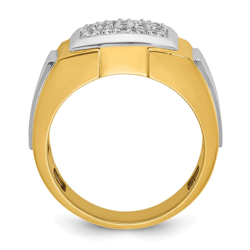 14k Yellow & Rhodium with White 1/2 Ct. Lab Grown Diamond VS/SI+ G+ Polished and Satin Cluster Ring
