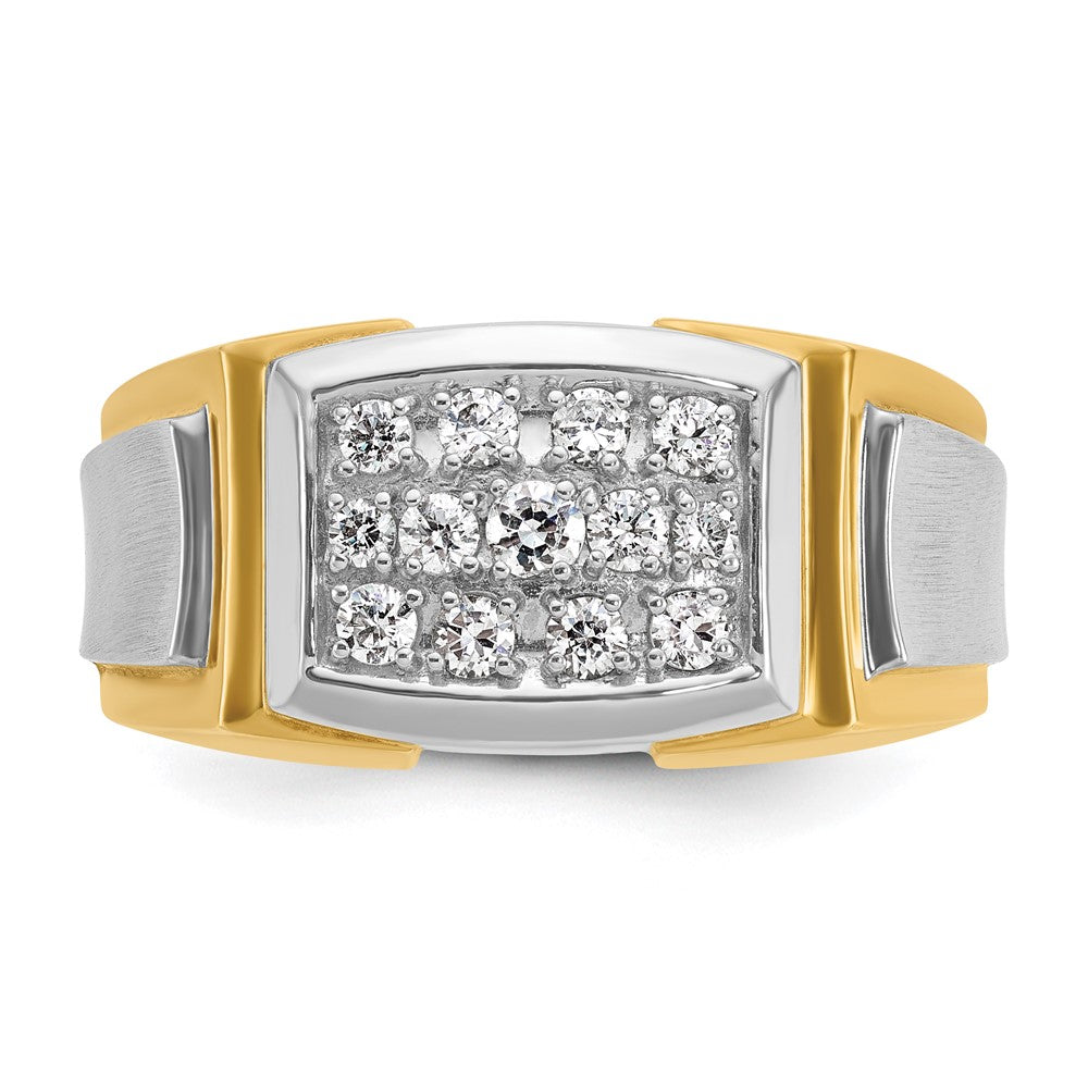 14k Yellow & Rhodium with White 1/2 Ct. Lab Grown Diamond VS/SI+ G+ Polished and Satin Cluster Ring