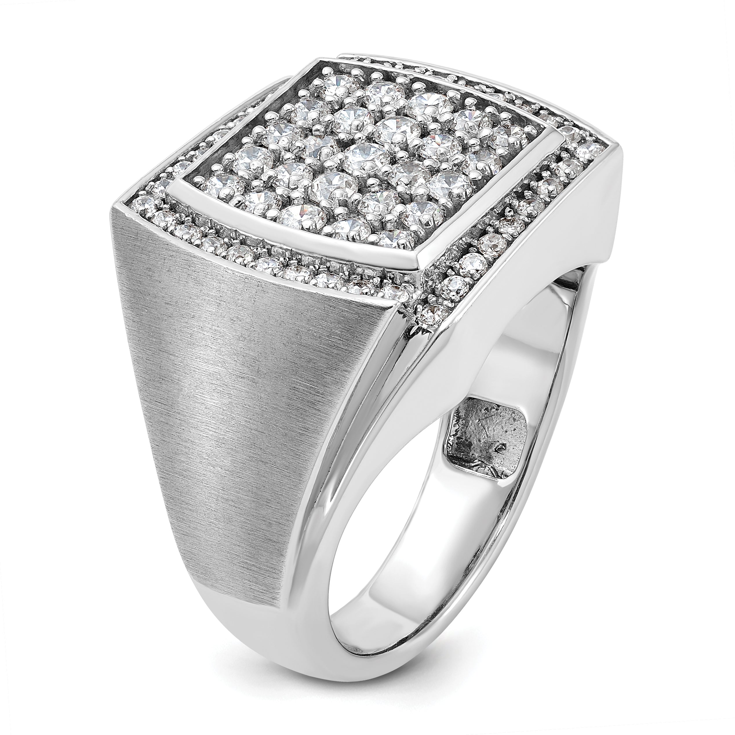 10K White Gold Ibgoodman Men'S Polished & Satin Cluster Ring Mounting