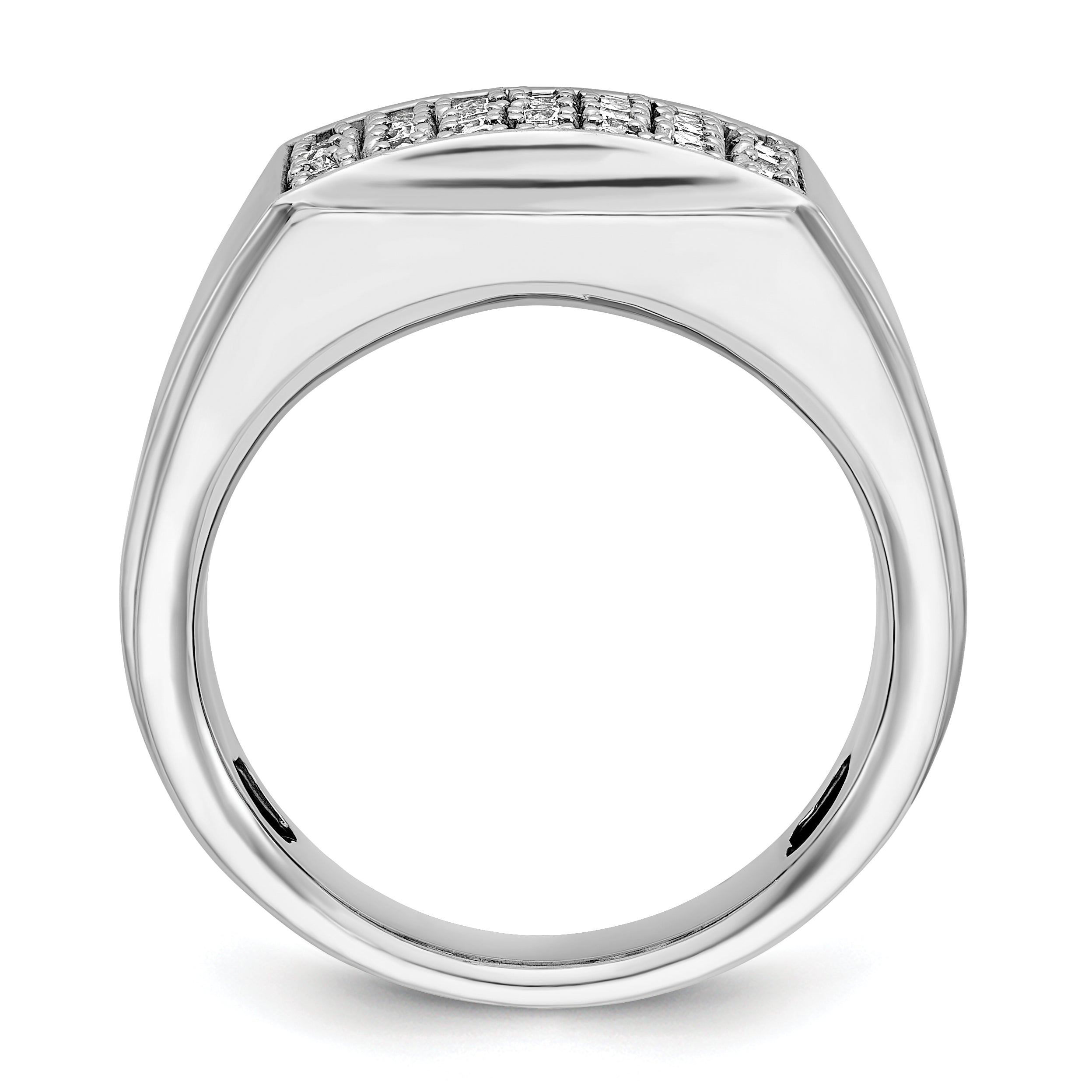 14k White Gold Men's Polished and Satin 1.5 carat Diamond Complete Ring