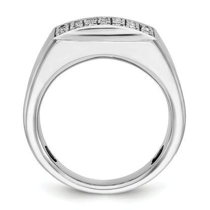 14k White Gold Men's Polished and Satin 1.5 carat Diamond Complete Ring