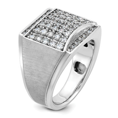 14k White Gold Men's Polished and Satin 1.5 carat Diamond Complete Ring