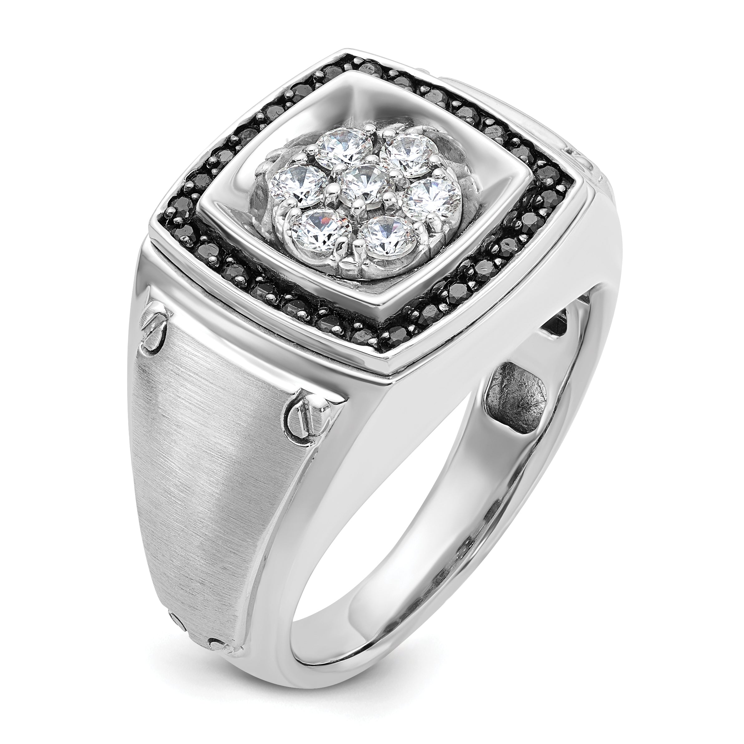 10K White Gold Ibgoodman Men'S Polished And Satin Halo Cluster Ring Mounting