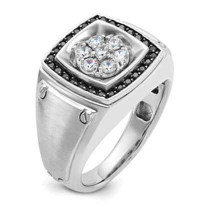 10K White Gold Ibgoodman Men'S Polished And Satin Halo Cluster Ring Mounting