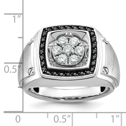 10K White Gold Ibgoodman Men'S Polished And Satin Halo Cluster Ring Mounting