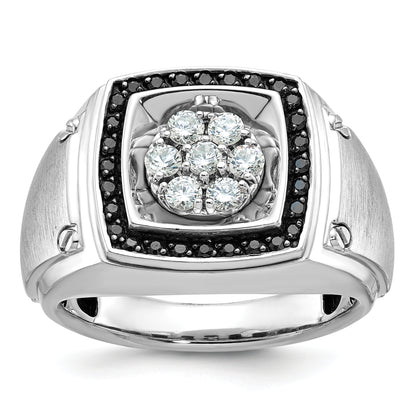 10K White Gold Ibgoodman Men'S Polished And Satin Halo Cluster Ring Mounting
