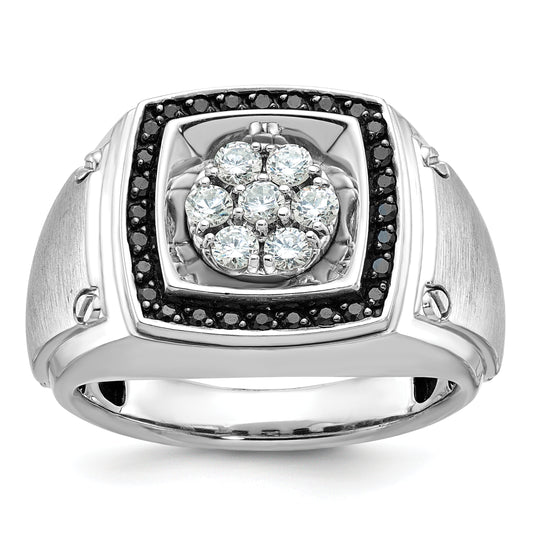 10K White Gold Ibgoodman Men'S Polished And Satin Halo Cluster Ring Mounting