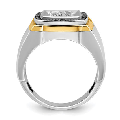 14k Two-tone Gold Men's 3/4 carat Black and White Diamond Complete Ring