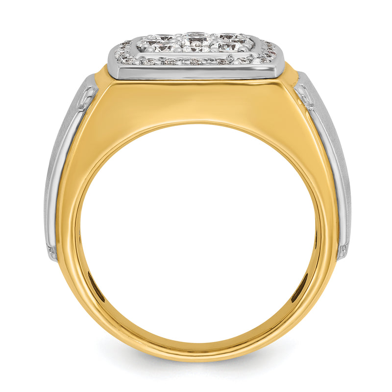 10K Two-Tone Ibgoodman Men'S Polished And Satin Square Cluster Ring Mounting
