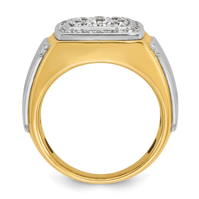 10K Two-Tone Ibgoodman Men'S Polished And Satin 1 Carat A Quality Diamond Square Cluster Ring