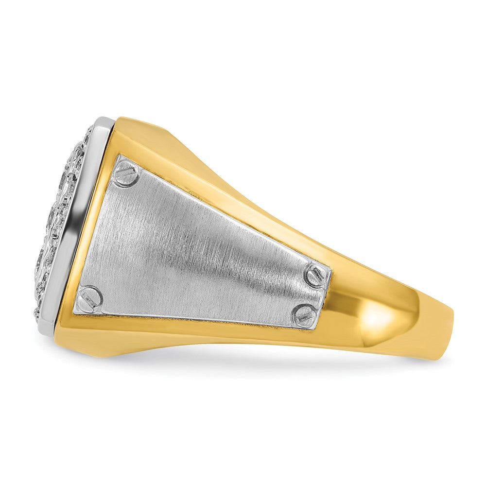 10K Two-Tone Ibgoodman Men'S Polished And Satin 1 Carat A Quality Diamond Square Cluster Ring