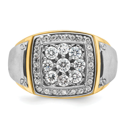 10K Two-Tone Ibgoodman Men'S Polished And Satin Square Cluster Ring Mounting
