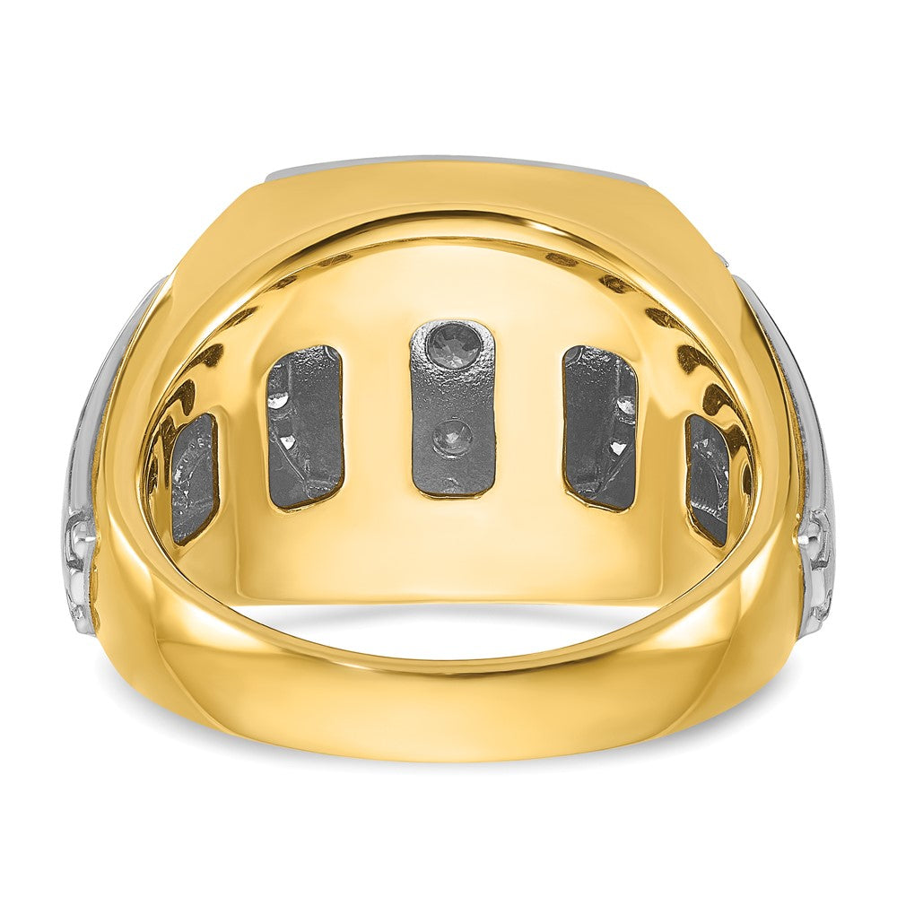 10K Two-Tone Ibgoodman Men'S Polished And Satin 1 Carat A Quality Diamond Square Cluster Ring