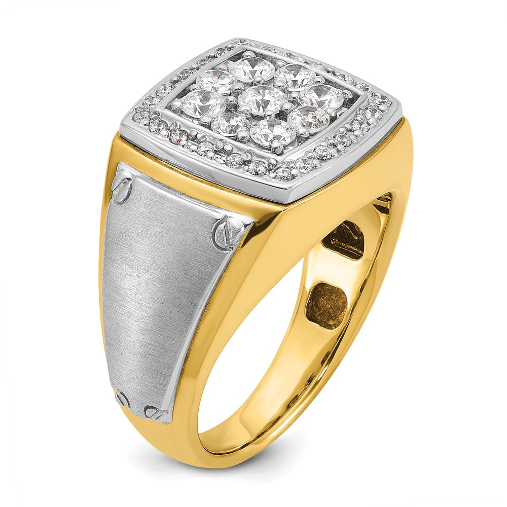10K Two-Tone Ibgoodman Men'S Polished And Satin 1 Carat A Quality Diamond Square Cluster Ring