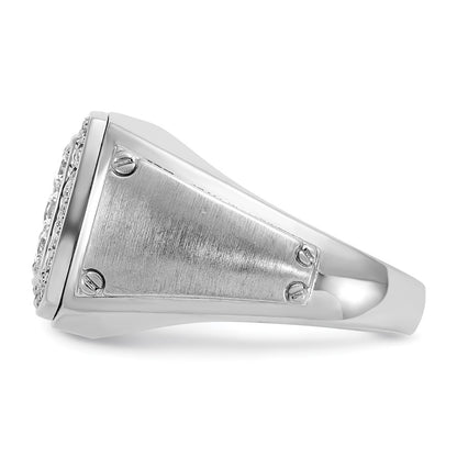 14k White Gold 1 Ct. Lab Grown Diamond VS/SI+ G+ Men's Polished and Satin Cluster Ring
