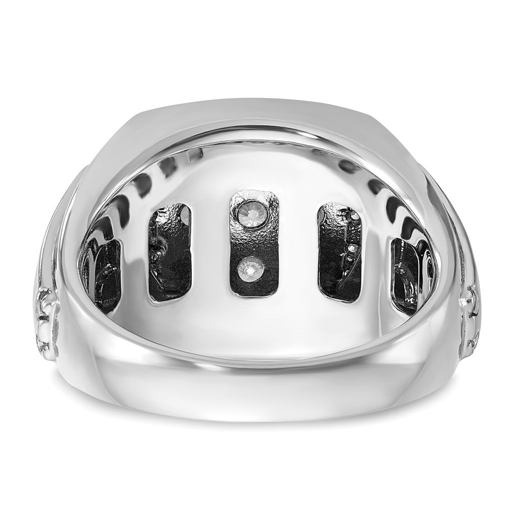 14k White Gold 1 Ct. Lab Grown Diamond VS/SI+ G+ Men's Polished and Satin Cluster Ring