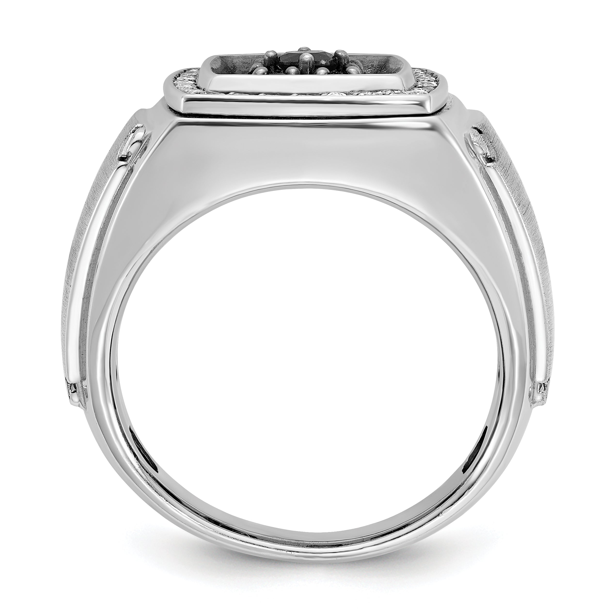 14k White Gold with Black Rhodium Men's 5/8 carat Black/White Diamond Complete Ring