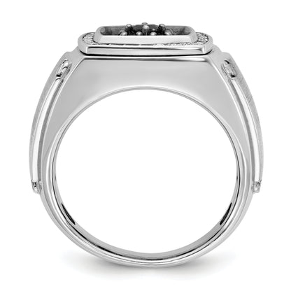 14k White Gold with Black Rhodium Men's 5/8 carat Black/White Diamond Complete Ring