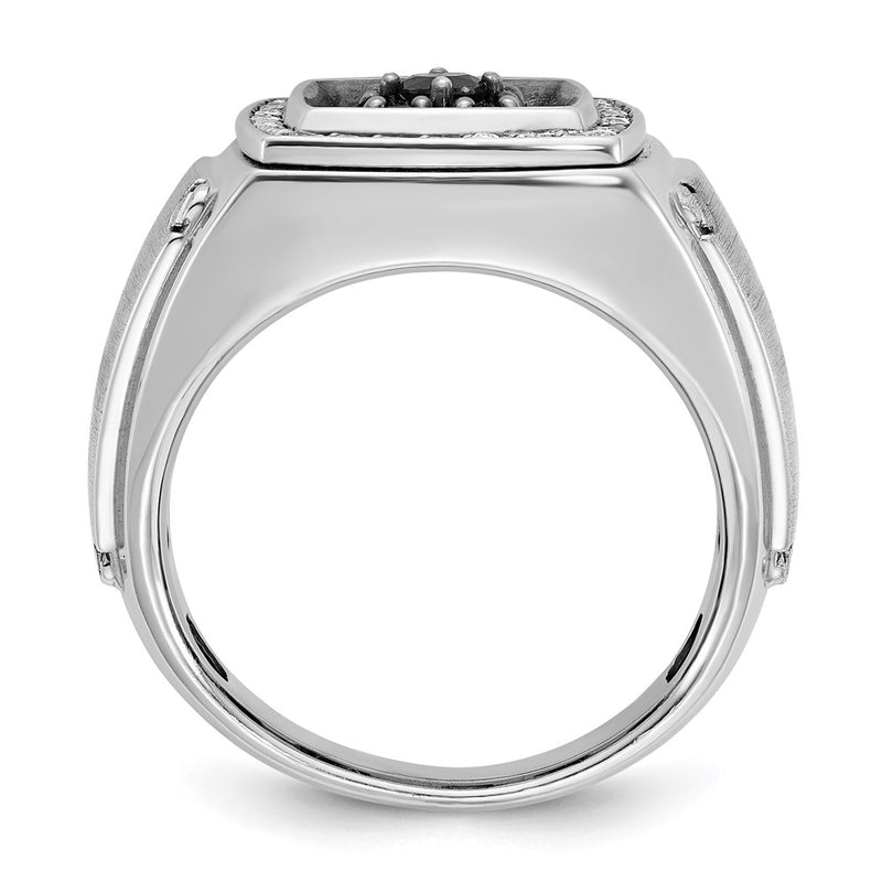 14k White Gold with Black Rhodium Men's 5/8 carat Black/White Diamond Complete Ring