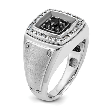 14k White Gold with Black Rhodium Men's 5/8 carat Black/White Diamond Complete Ring