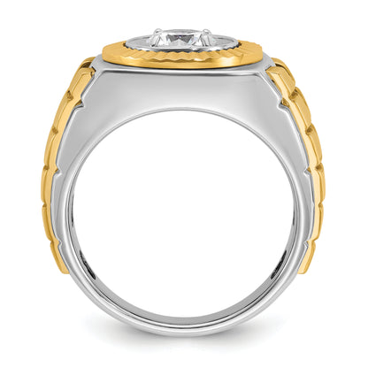 10K Two-Tone Ibgoodman Men'S Polished And Textured Ring Mounting