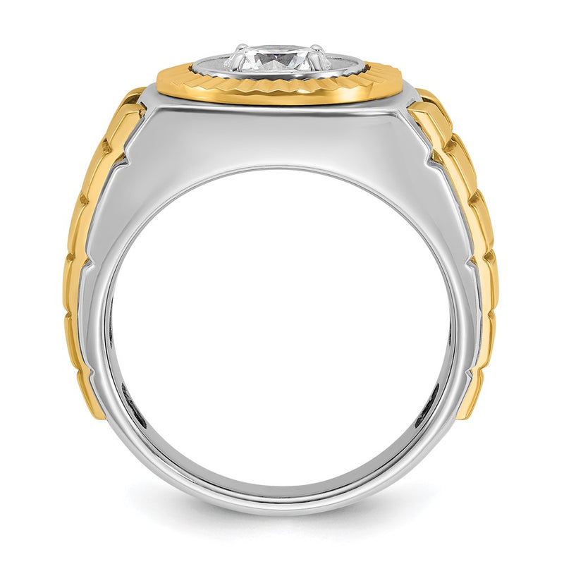 10K Two-Tone Ibgoodman Men'S Polished And Textured Ring Mounting