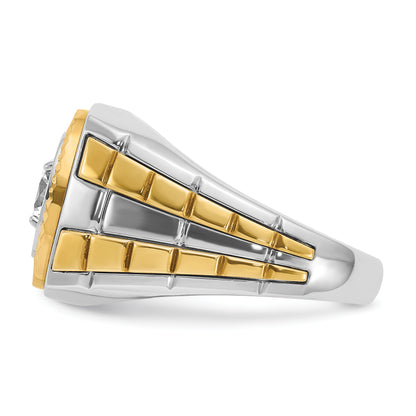 10K Two-Tone Ibgoodman Men'S Polished And Textured Ring Mounting