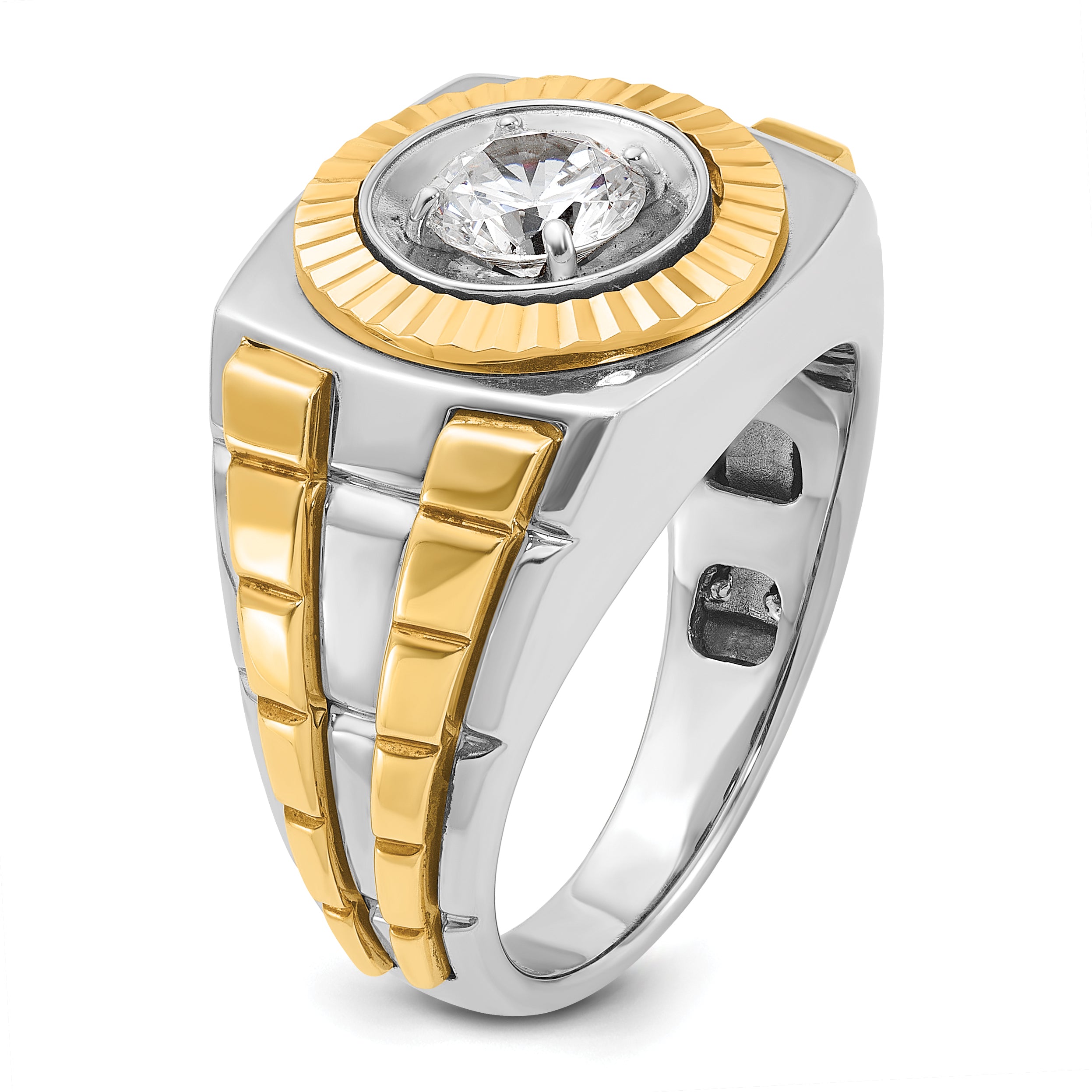 10K Two-Tone Ibgoodman Men'S Polished And Textured Ring Mounting