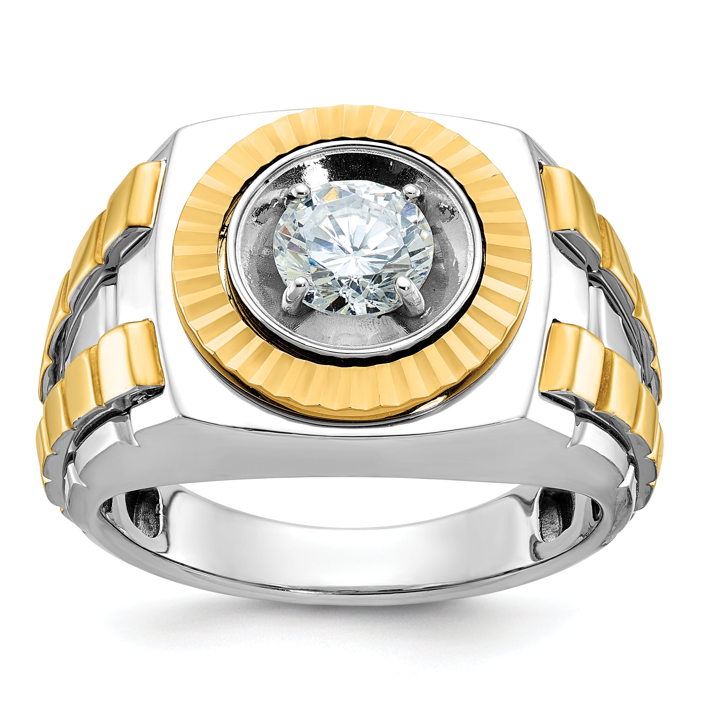 10K Two-Tone Ibgoodman Men'S Polished And Textured Ring Mounting