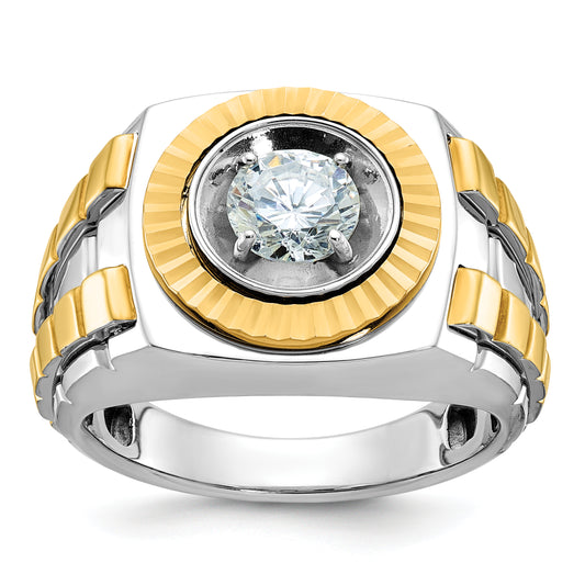 10K Two-Tone Ibgoodman Men'S Polished And Textured Ring Mounting