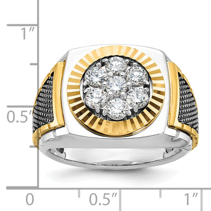 14k Two-tone Gold w/Black Rhodium Men's 1 carat Diamond Complete Ring