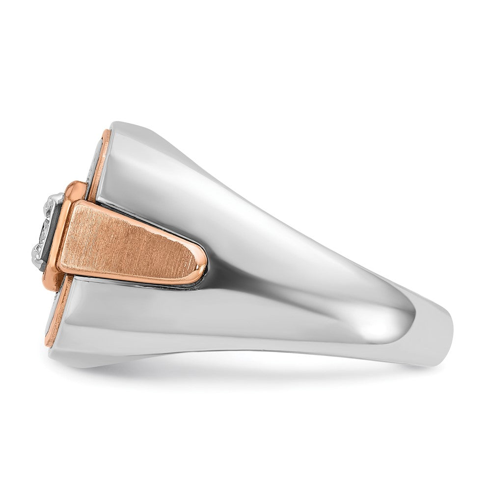 14k White/Rose Gold Two-tone Gold White/Rose w/Black Rhodium Men's 1/3 carat Diamond Complete Ring