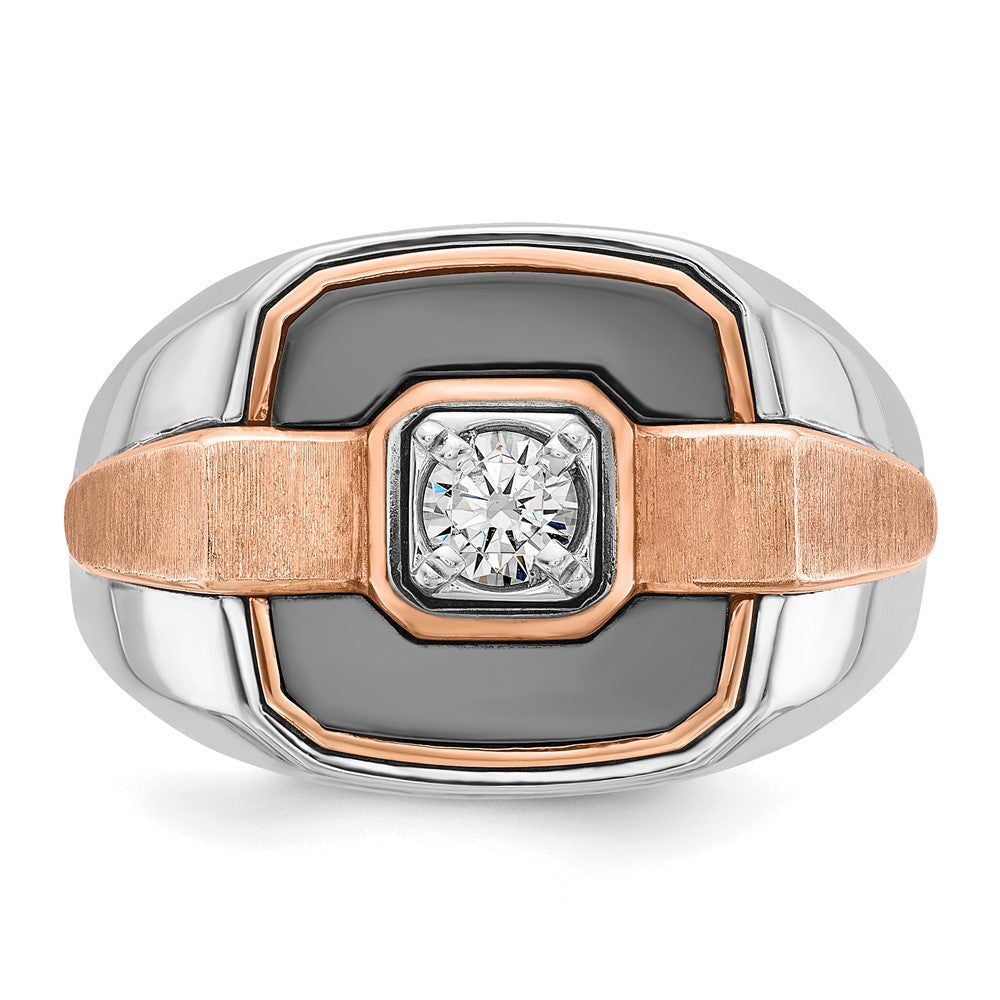 14k White/Rose Gold Two-tone Gold White/Rose w/Black Rhodium Men's 1/3 carat Diamond Complete Ring