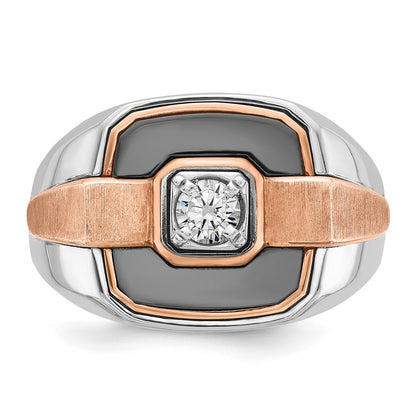 14k White/Rose Gold Two-tone Gold White/Rose w/Black Rhodium Men's 1/3 carat Diamond Complete Ring