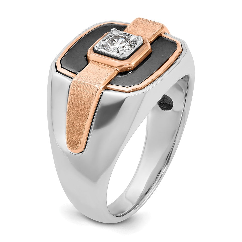 14k White/Rose Gold Two-tone Gold White/Rose w/Black Rhodium Men's 1/3 carat Diamond Complete Ring