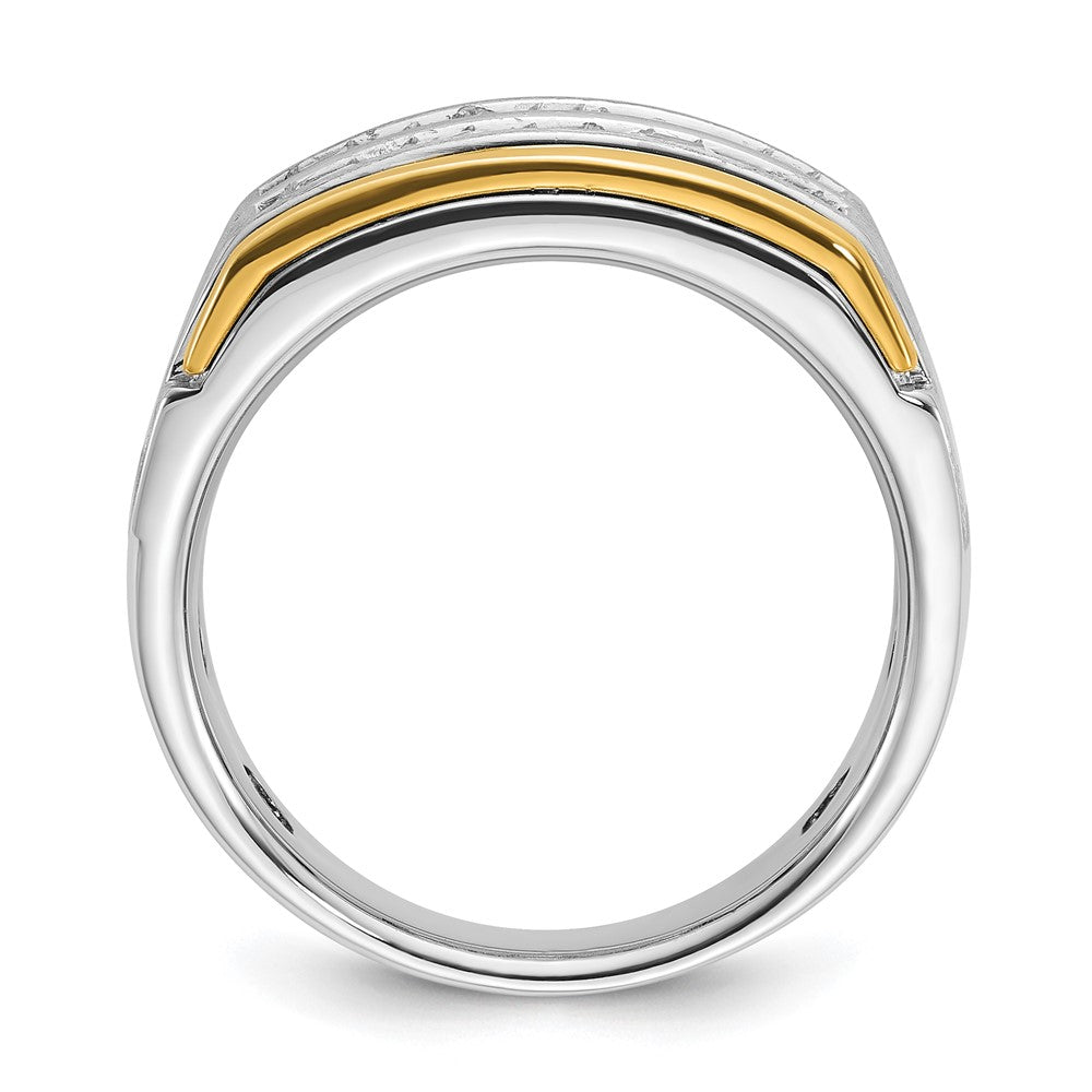 14K Two Tone Ibgoodman 2 Carat Lab Grown Diamond Vs/Si+ G+ Princess Complete Polished And Satin Row Men'S Ring