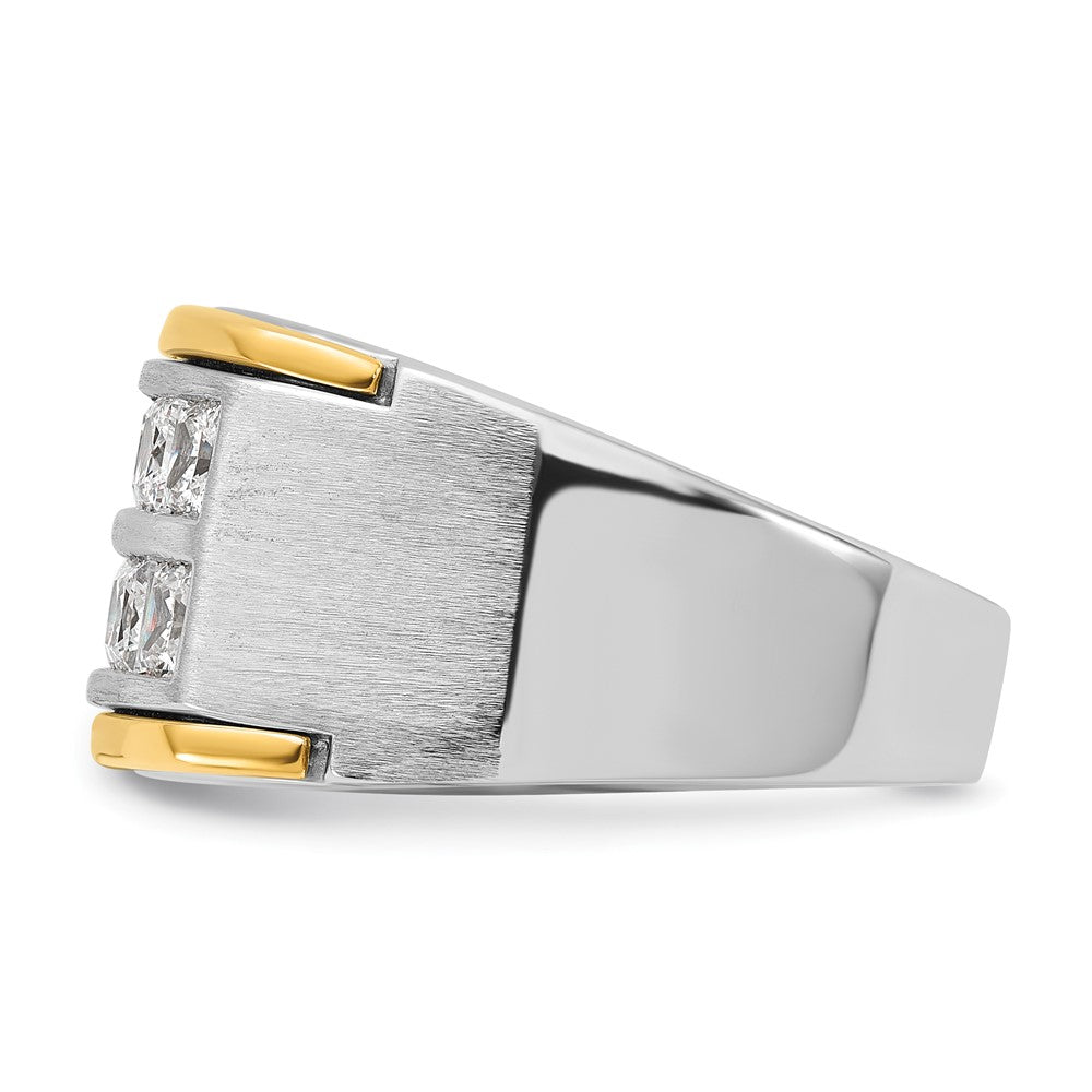 14K Two Tone Ibgoodman 2 Carat Lab Grown Diamond Vs/Si+ G+ Princess Complete Polished And Satin Row Men'S Ring