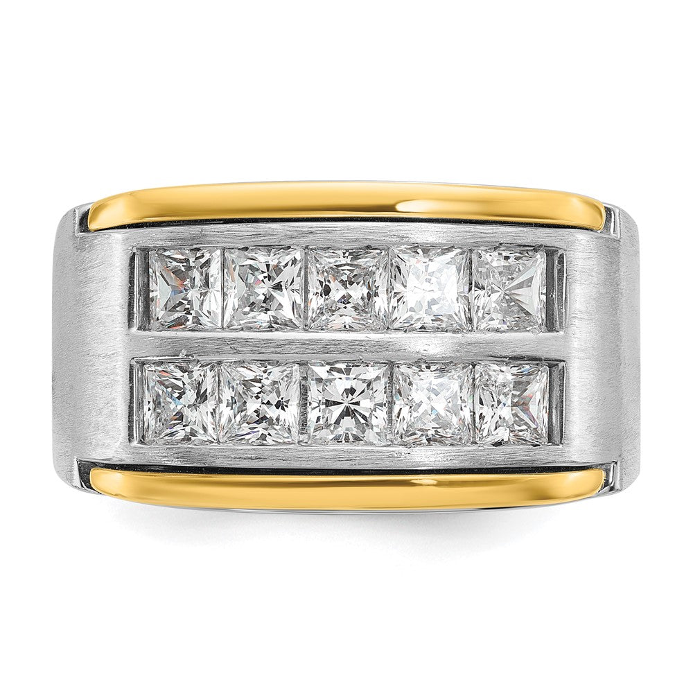 14K Two Tone Ibgoodman 2 Carat Lab Grown Diamond Vs/Si+ G+ Princess Complete Polished And Satin Row Men'S Ring