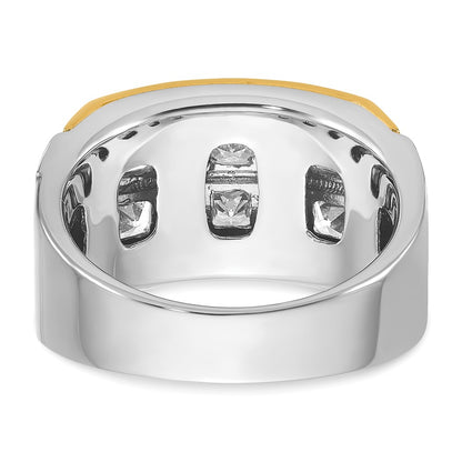 14K Two Tone Ibgoodman 2 Carat Lab Grown Diamond Vs/Si+ G+ Princess Complete Polished And Satin Row Men'S Ring