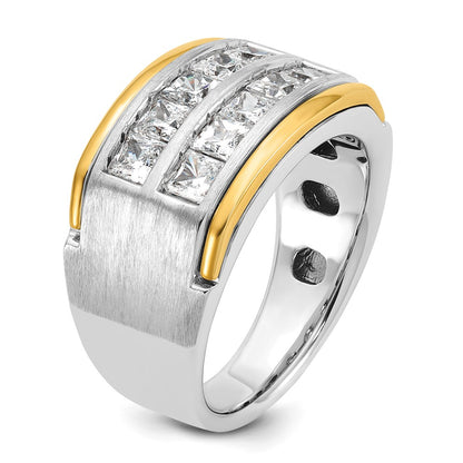 14K Two Tone Ibgoodman 2 Carat Lab Grown Diamond Vs/Si+ G+ Princess Complete Polished And Satin Row Men'S Ring