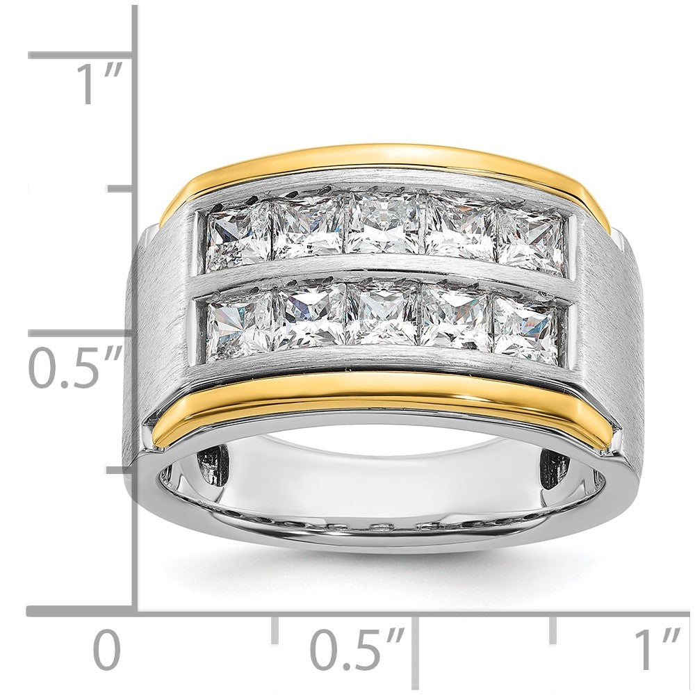 14K Two Tone Ibgoodman 2 Carat Lab Grown Diamond Vs/Si+ G+ Princess Complete Polished And Satin Row Men'S Ring
